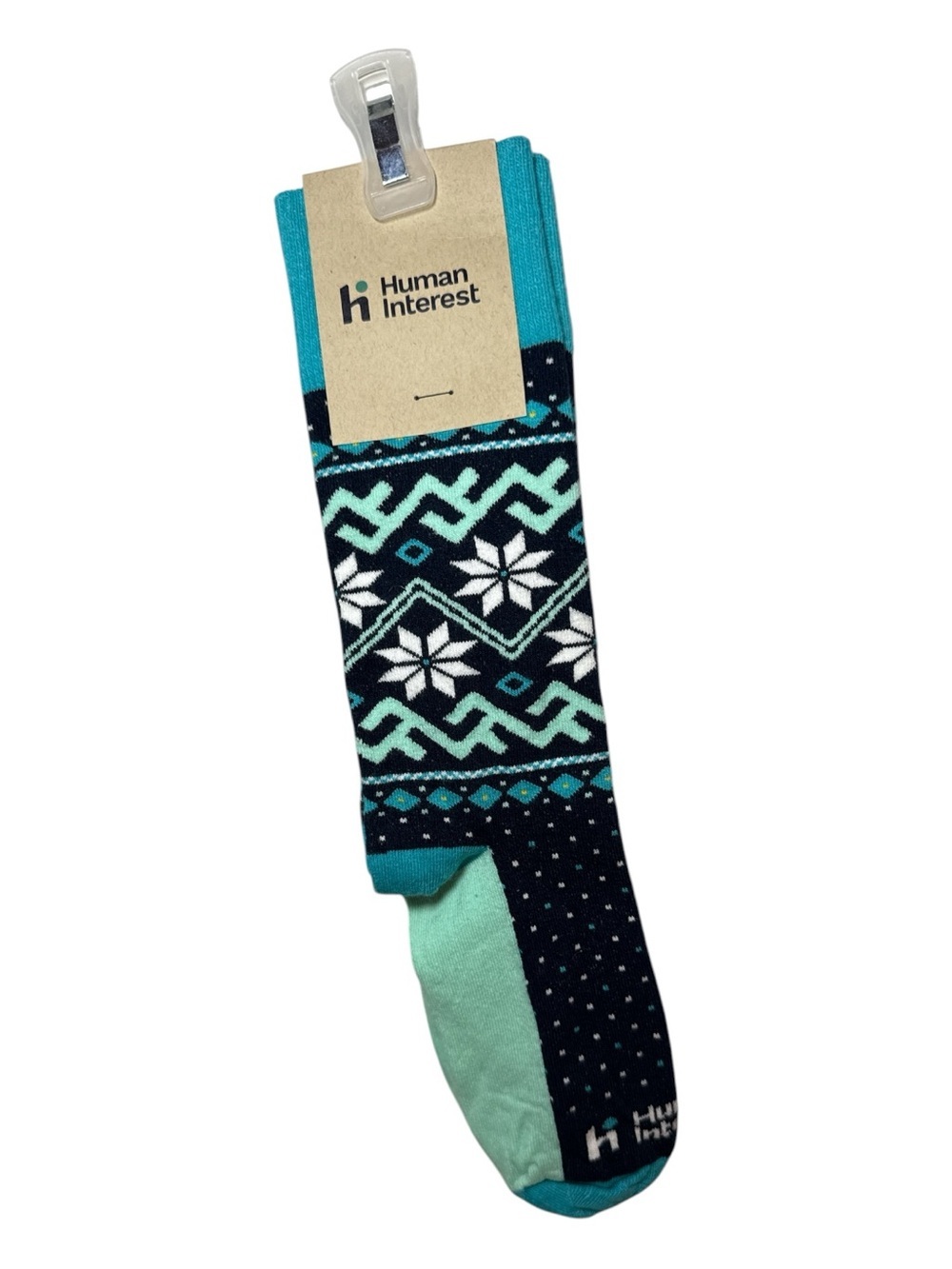 NEW! Human Interest Sock Club Geometric Nordic Pattern Crew Socks